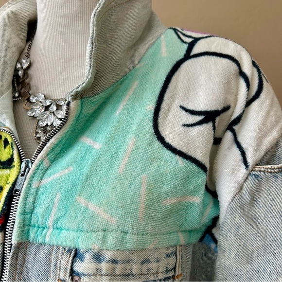 90's Vintage Guetta Brothers Too Cute Disney Mickey Mouse Denim Jean Jacket - Picture 13 of 14